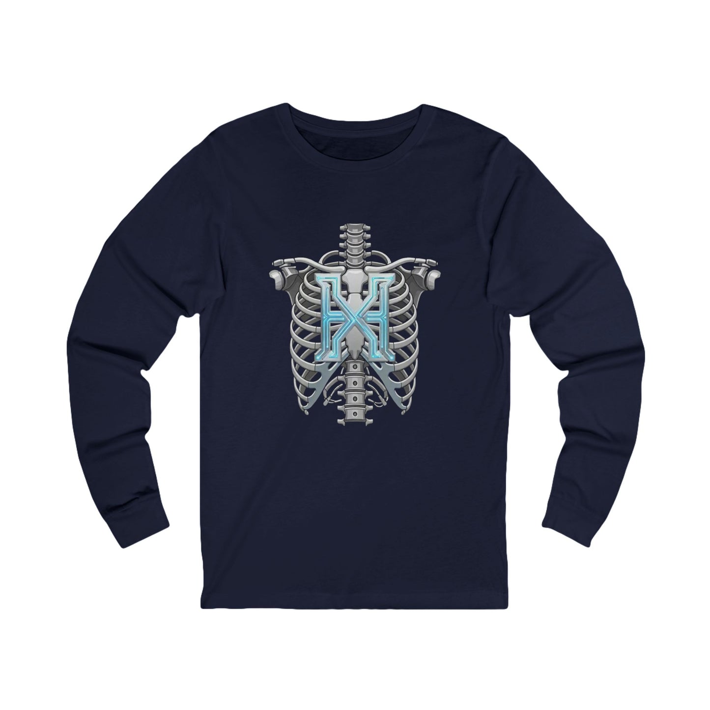 Hypug Xenon Robotic X Ribcage Long Sleeve Tee — Cyberpunk Skeleton Graphic Shirt