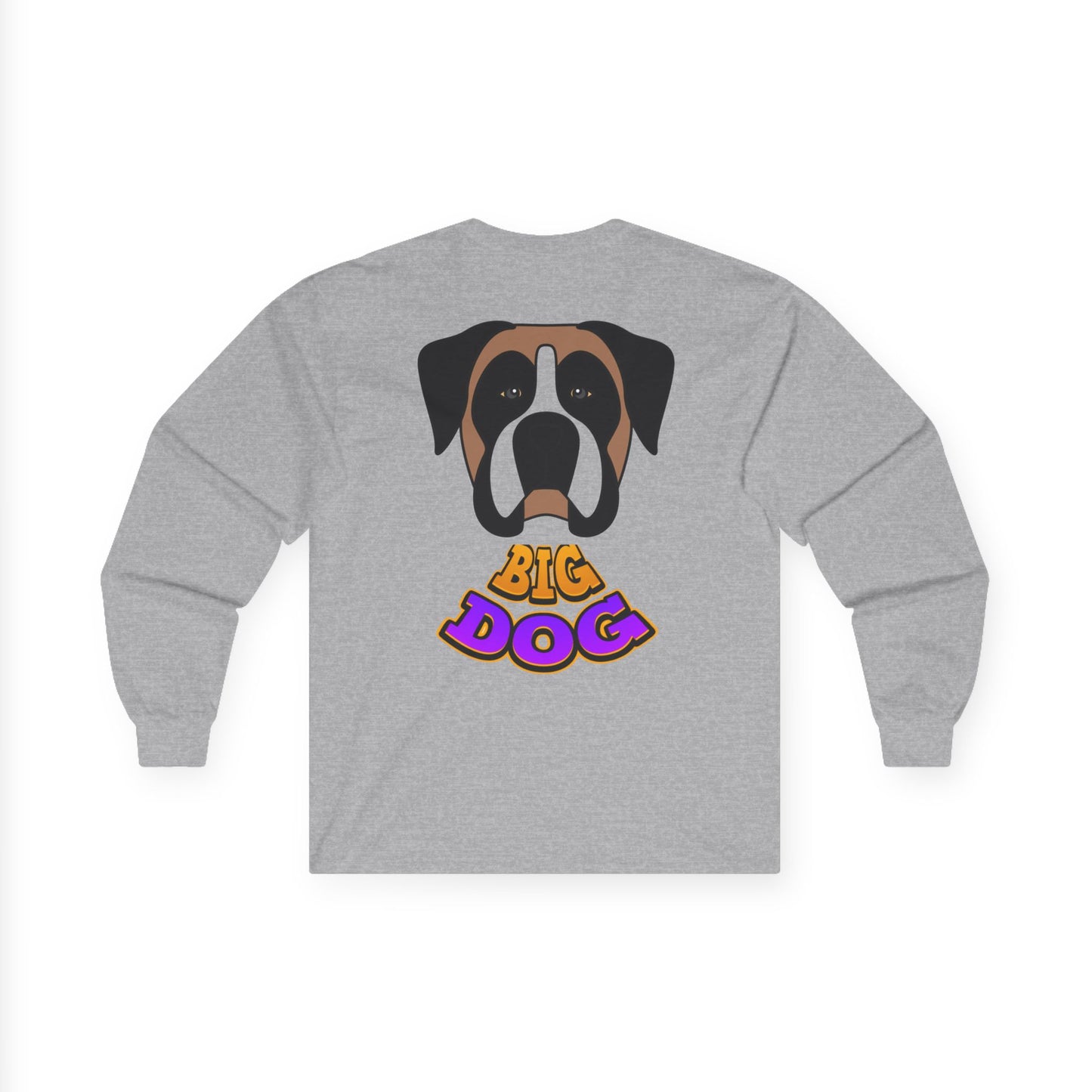 Big Dog Pug Graphic Long Sleeve Tee — Cute Dog Face Crewneck