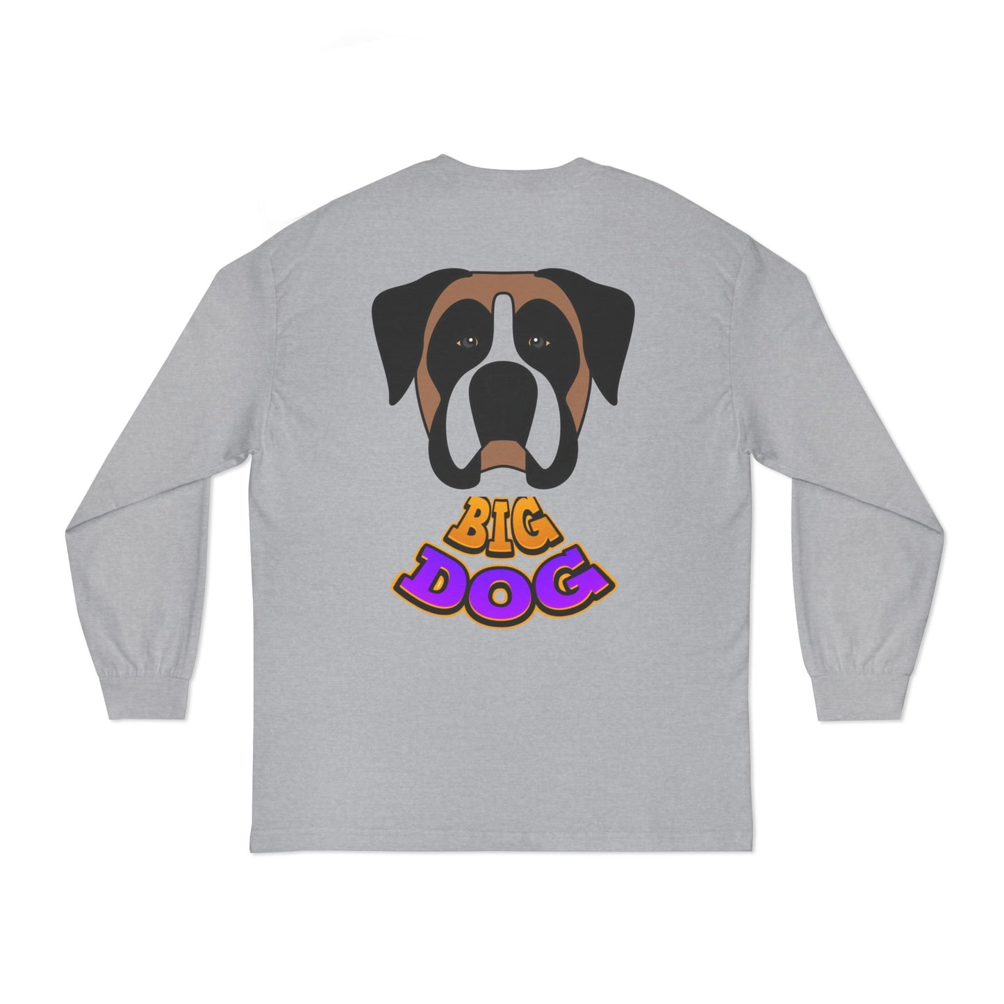 Big Dog Graphic Long Sleeve Tee — 'HYPUG' Chest Logo, Boxer Dog Back Print