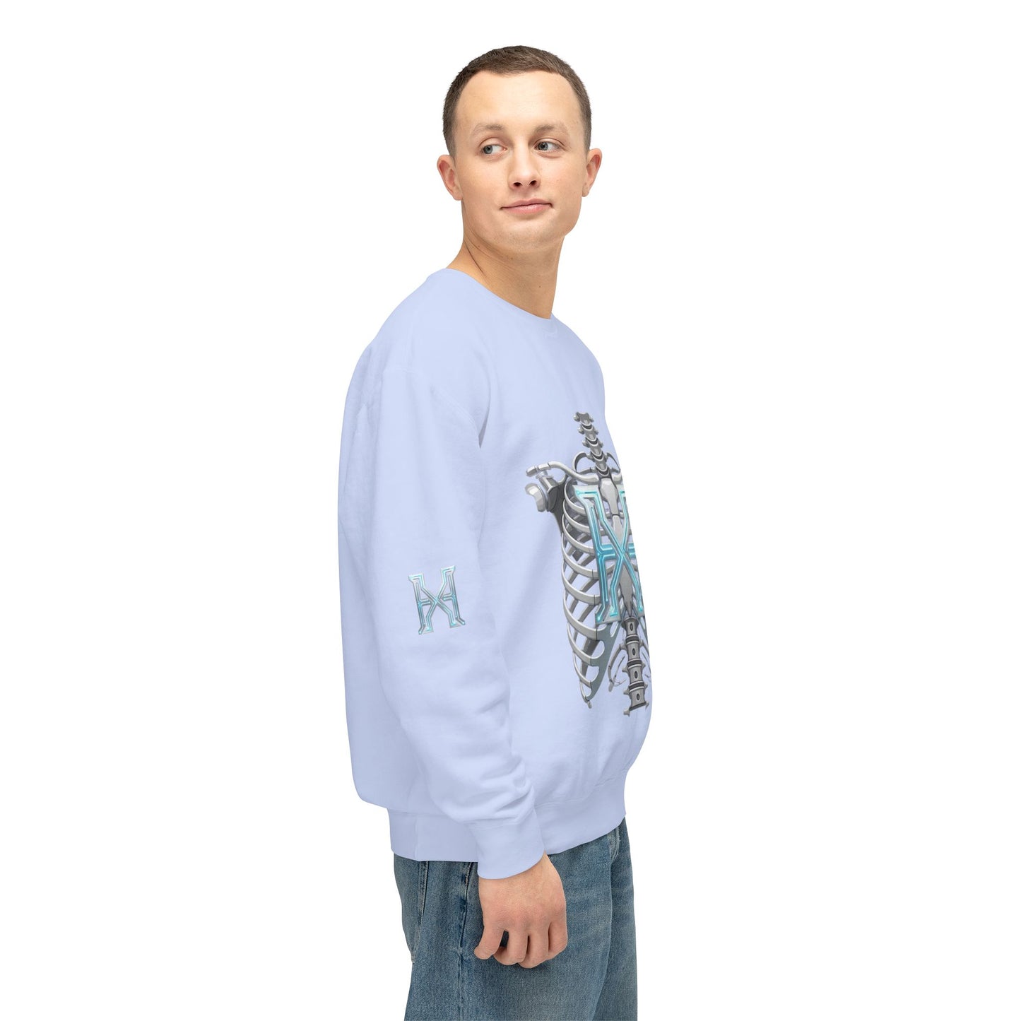 Hypug Xenon Cyber X Ribcage Crewneck Sweatshirt — Futuristic Robotic Hand Graphic