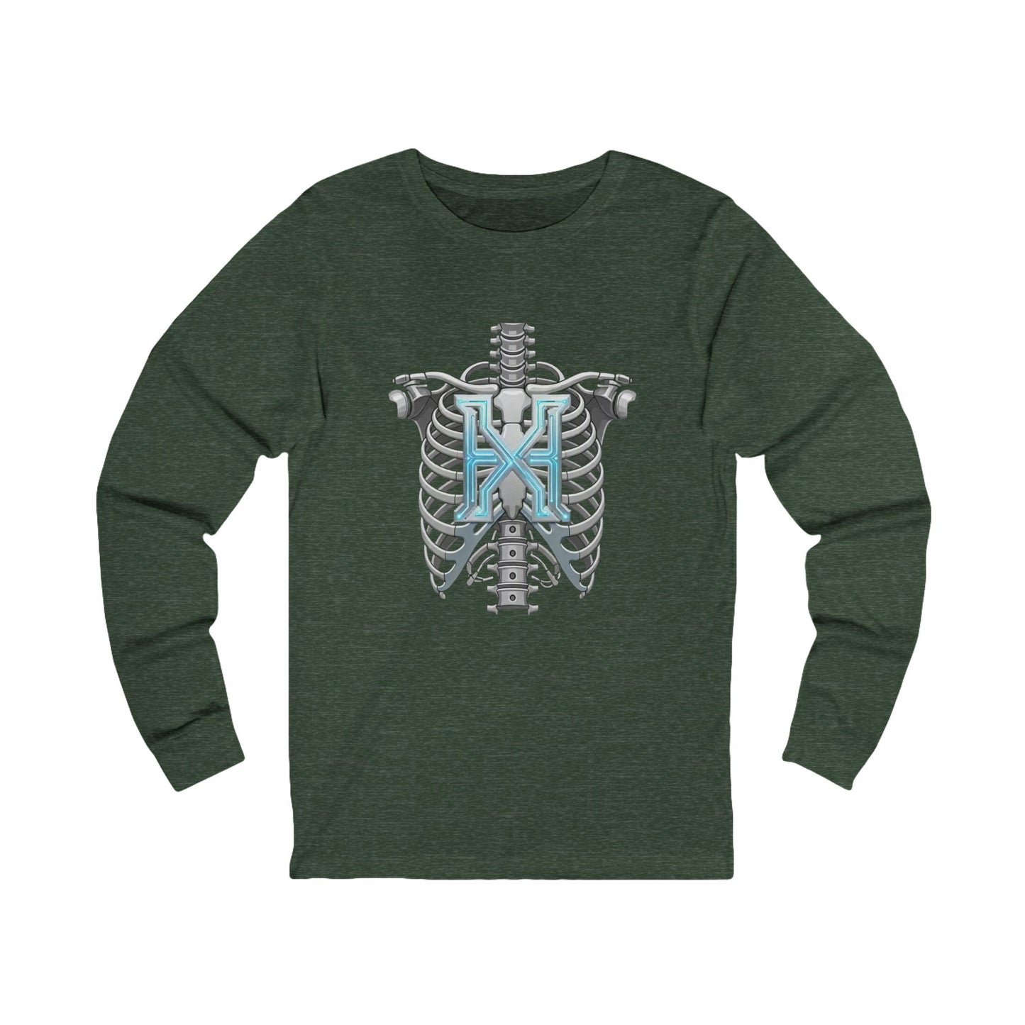 Hypug Xenon Robotic X Ribcage Long Sleeve Tee — Cyberpunk Skeleton Graphic Shirt