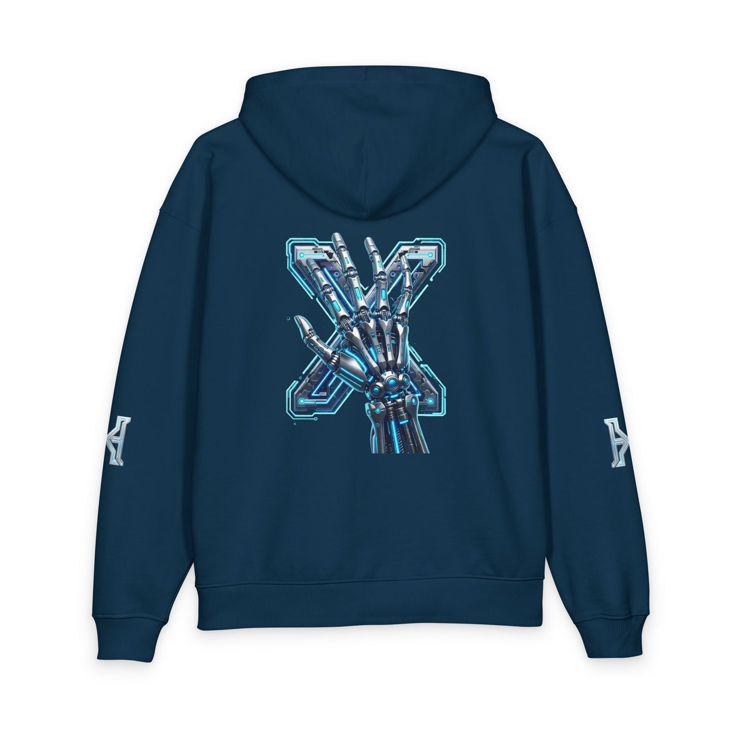 Hypug Xenon Hoodie — Cybernetic Spine & Robotic Hand Graphic Pullover