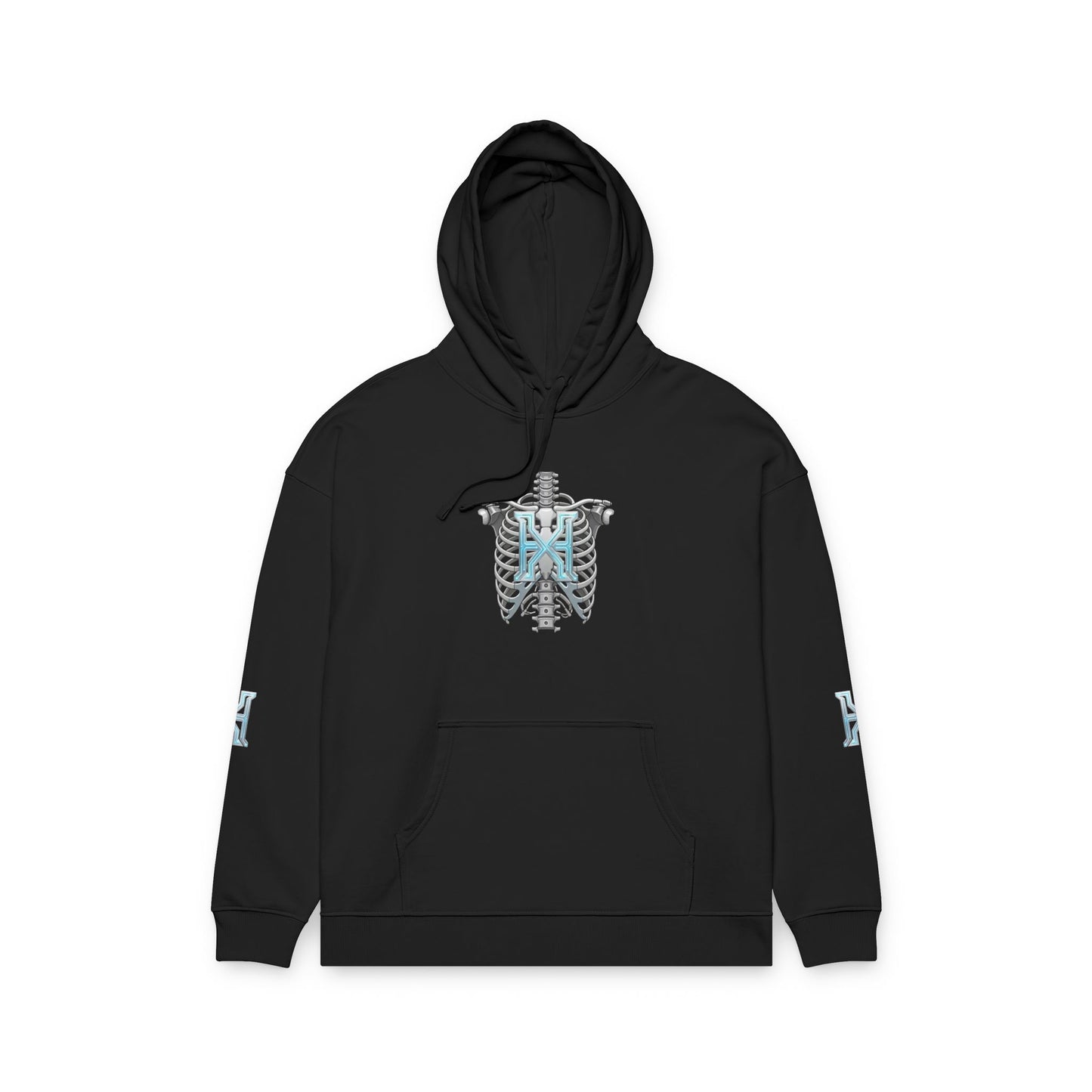 Hypug Xenon Hoodie — Cybernetic Spine & Robotic Hand Graphic Pullover