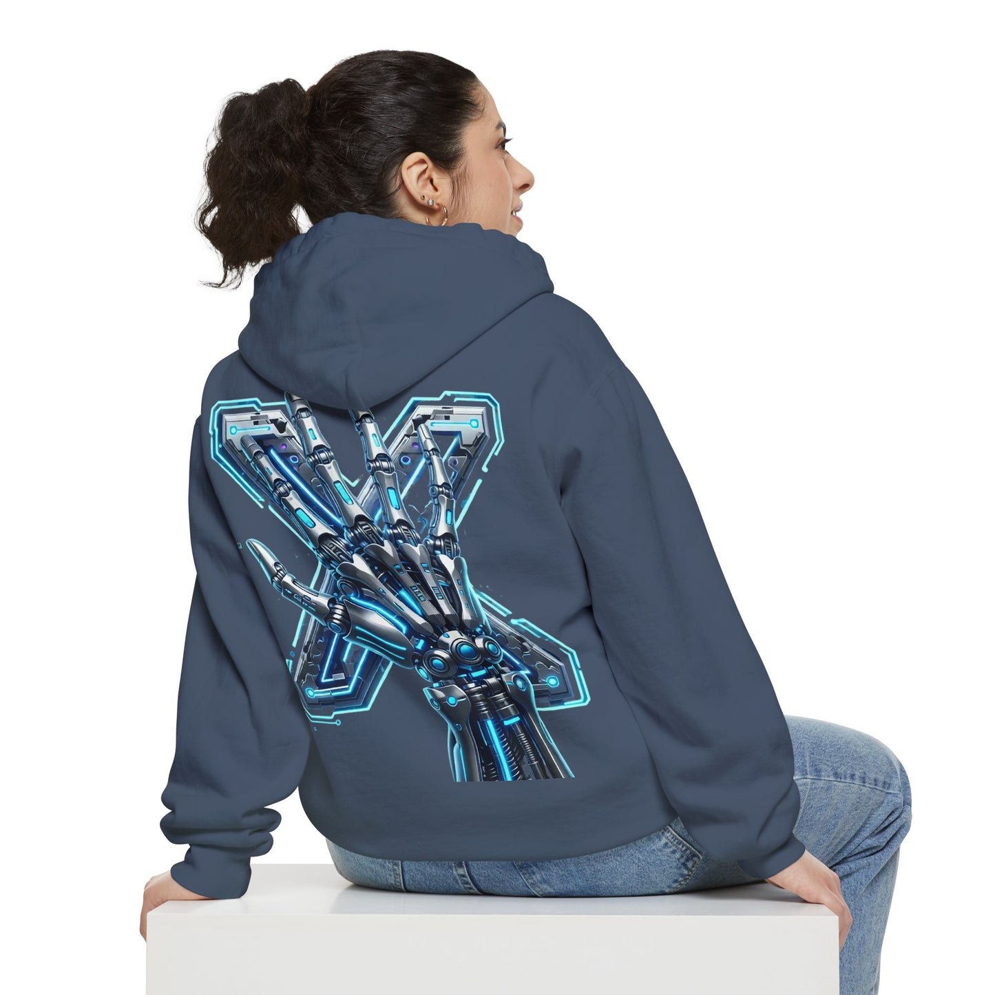 Hypug Xenon Ribcage Anatomy Hoodie — Blue Gothic Spine Chest Design