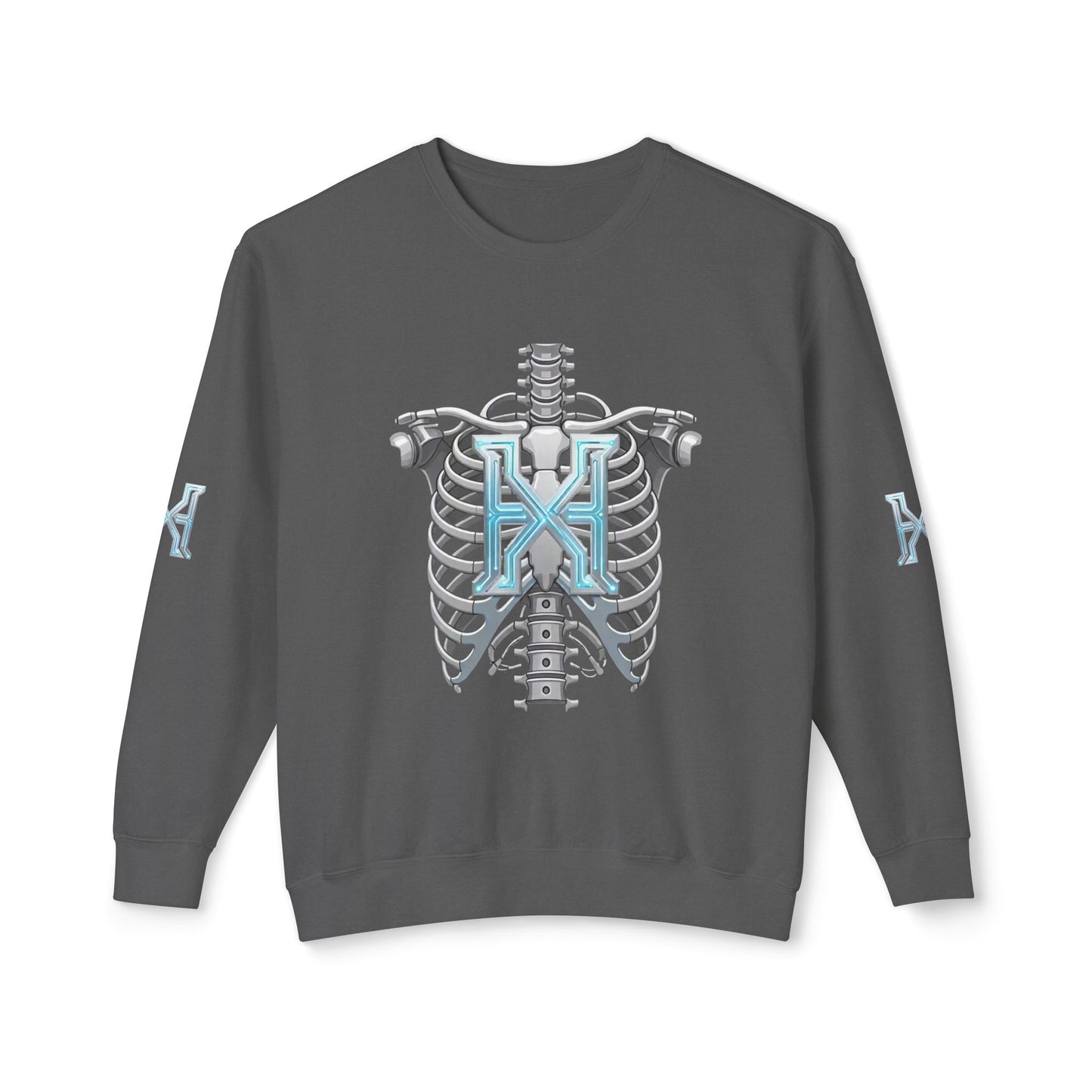 Hypug Xenon Cyber X Ribcage Crewneck Sweatshirt — Futuristic Robotic Hand Graphic