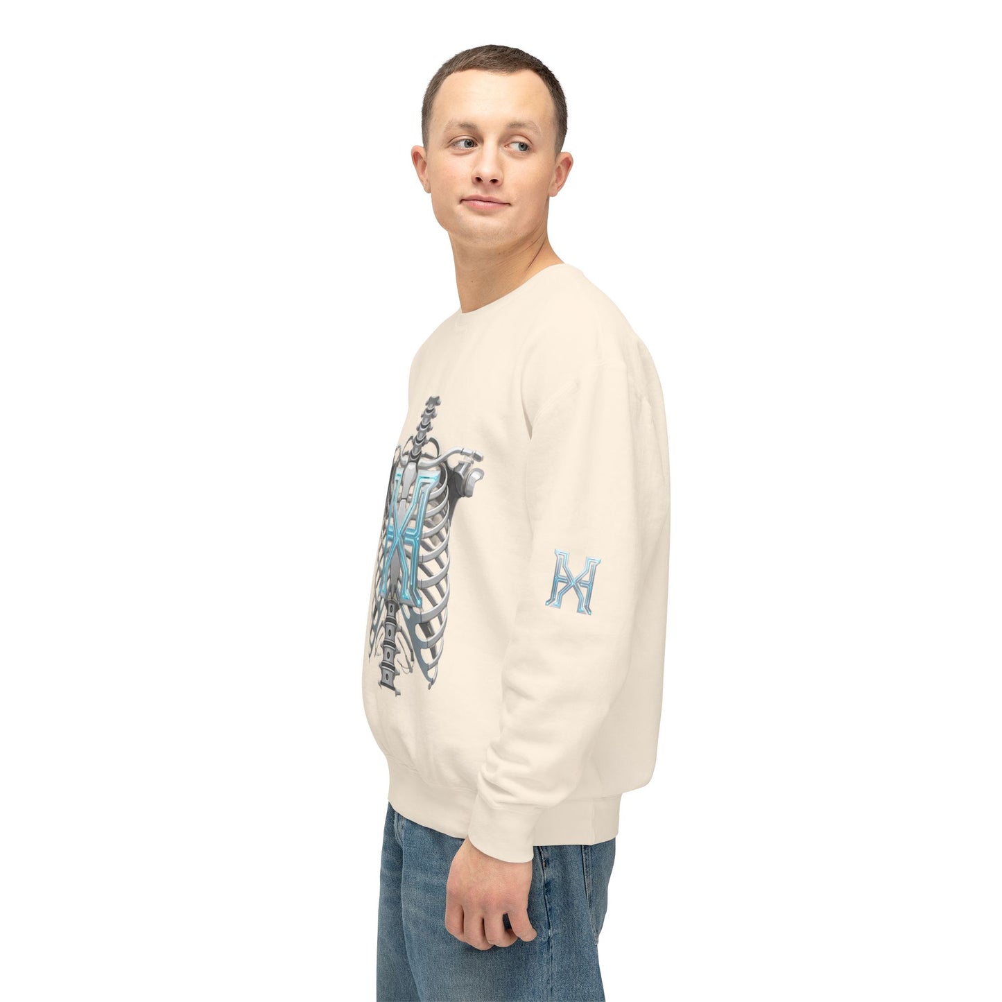 Hypug Xenon Cyber X Ribcage Crewneck Sweatshirt — Futuristic Robotic Hand Graphic