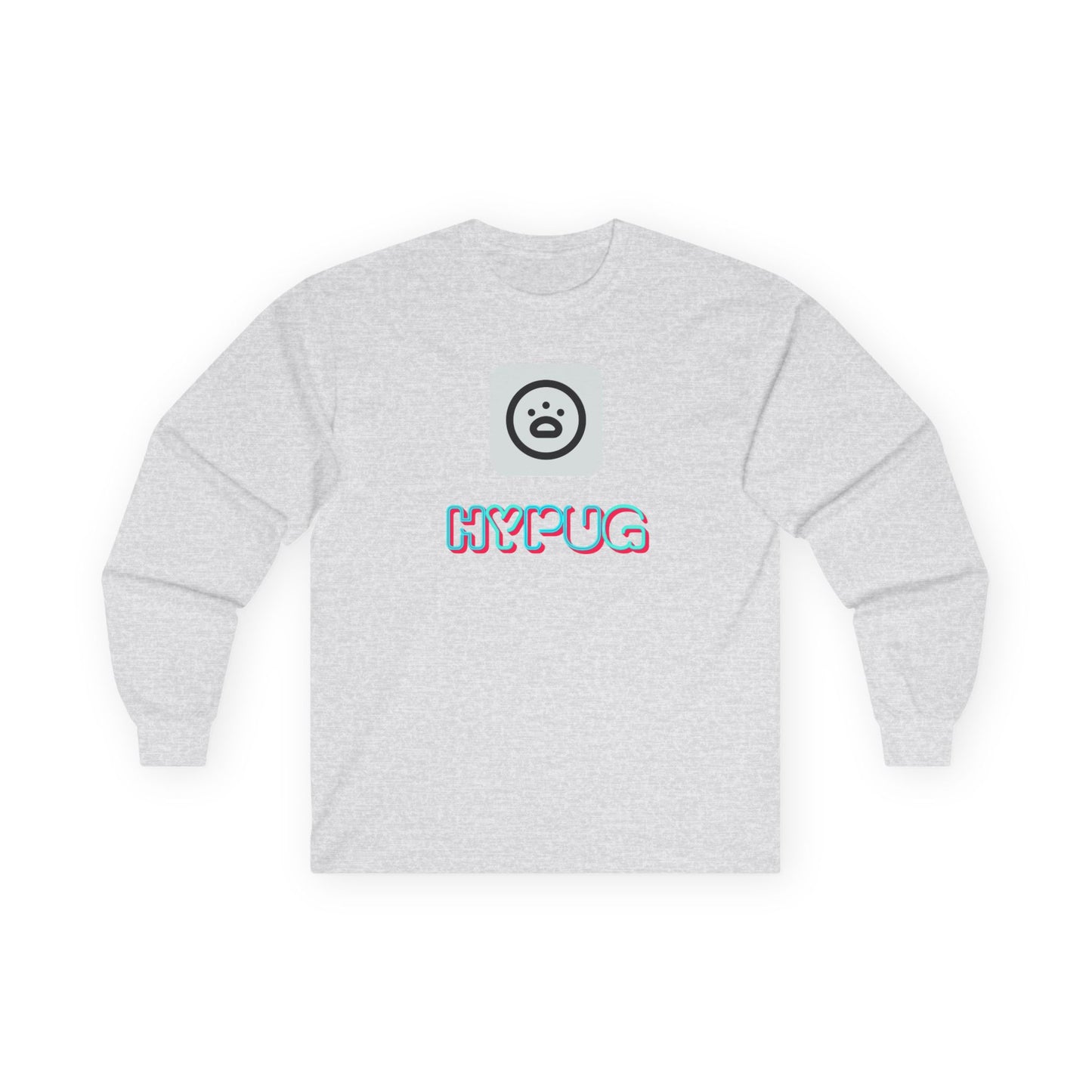 Big Dog Pug Graphic Long Sleeve Tee — Cute Dog Face Crewneck