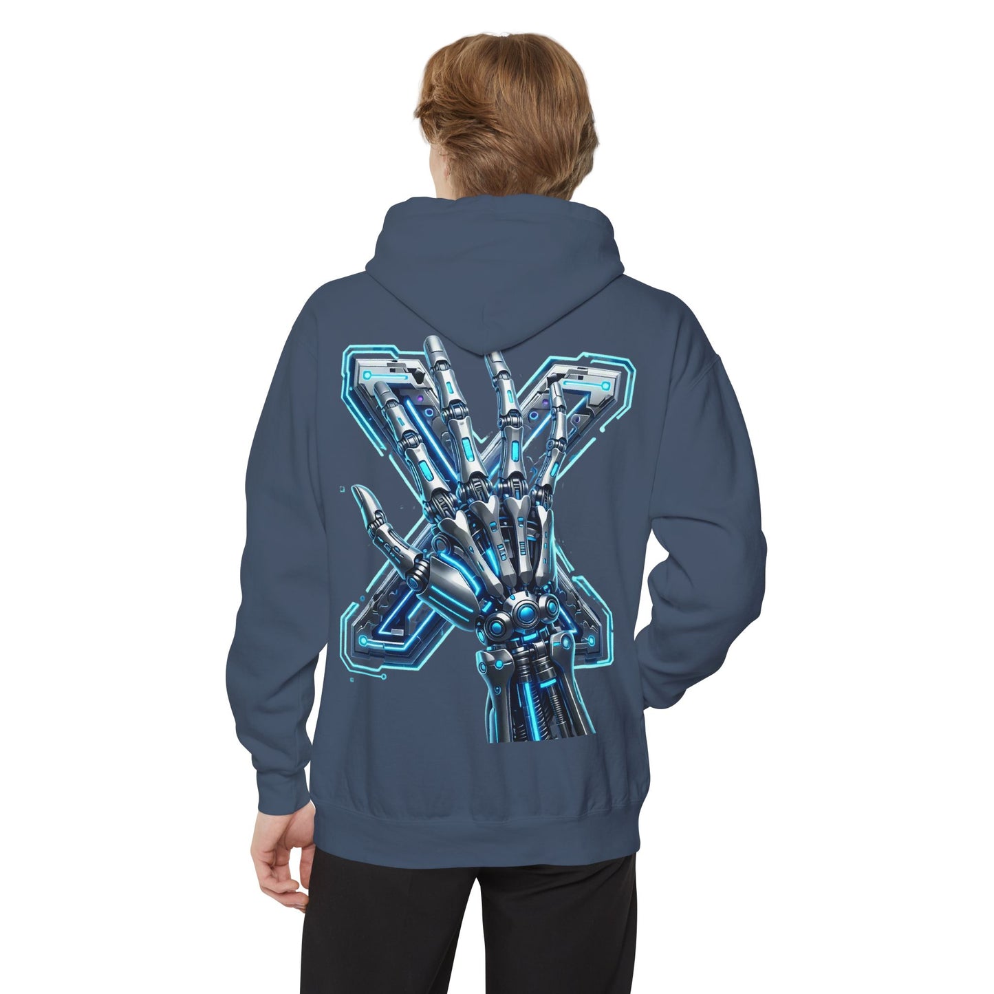 Hypug Xenon Ribcage Anatomy Hoodie — Blue Gothic Spine Chest Design